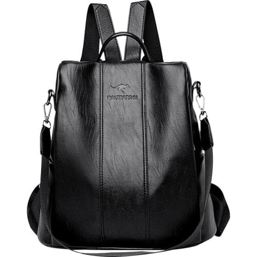 Fashion PU Leather Women Backpack School Shoulder Bag Luxury Design Travel Rucksack Females Book Bags
