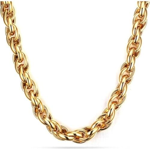 Granny Chic Stainless Steel Gold Color Triple Rope Chain Men Necklace 7-40 Inch Charm Jewelry 7/9/11mm Wholesale Price