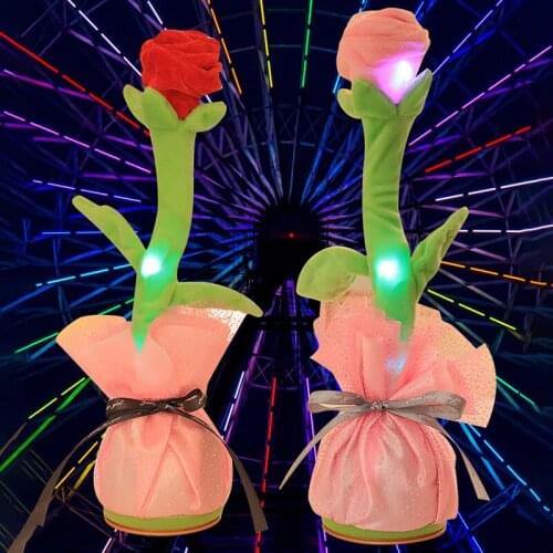 Dancing Rose Led Plush Toy with 60/120 Songs for Home Decoration and Children Playing Multifunctional Singing Toy Desktop Decor