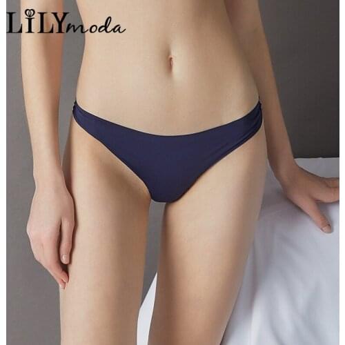 Lilymoda Simple Design Women Seamless Ultra Thin Thongs Comfortable Solid Underwear Ladies Briefs T pants panty Female Lingerie