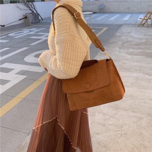 Vintage Big Capacity Wide Strap Luxury Handbags Women Bags New Tide Advanced Texture Messenger PU Leather Flap Crossbody Bags