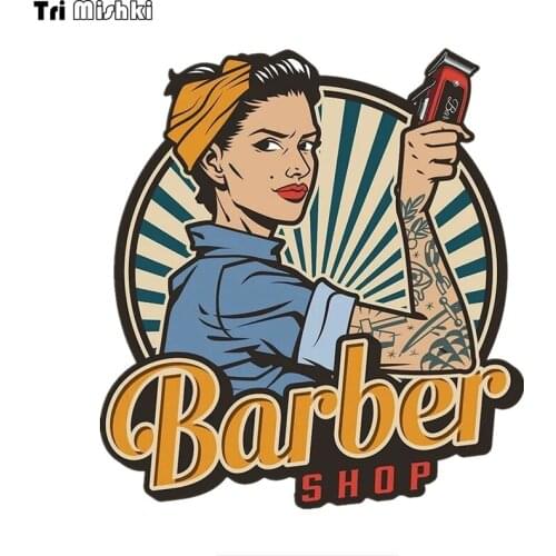 WCS999 retro baber shop car sticker PVC colorful Decals Waterproof sticker on Car Body Rear Window