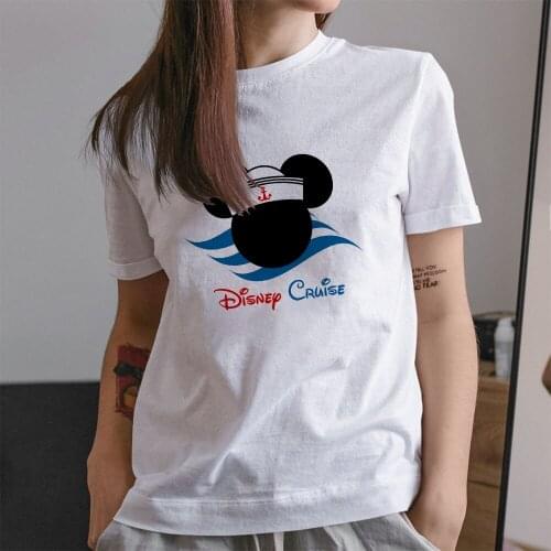 Disney Cruise Printing Women T-shirts Mouse Head White Tees Sweet Harajuku Style Summer New Products Tshirts Fashion Dropship