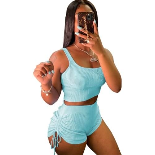 S-XXL Womens Two Piece Sleeveless Tops Vest Simple Sling Tank Tops Workout Jogging Casual Sets