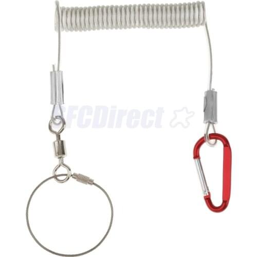 1.4M Stretch Steel Wire Spring Coil Lanyard Rope with Swivel Ring Carabiner Fishing Boating Safty Lanyard Sent Randomly