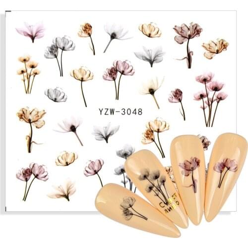 1 Sheet Nail Art Water Decals Transfer Stickers Clear Flower Tips DIY Manicure Decoration Nail Decals Watermark Tattoos