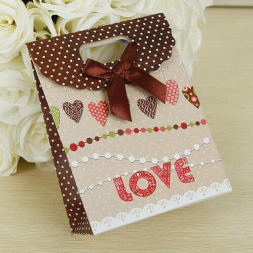 10pcs/lot New Heart Dot Print Paper Candy Food Gift Bags with Sticker Best Gift Bag for Christmas Wedding Party Favors