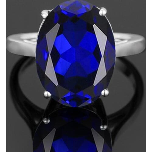 100% Real Silver 925 Ring For Women Accessories Oval Shape Blue Sapphire Ring 925 Silver Fine jewelry Wedding Gifts Wholesale