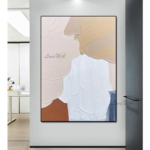 100% Hand-painted New Design Red Color Unframed Oil Painting Simple Canvas Paintings Wall Picture Art For Living Room Decoration