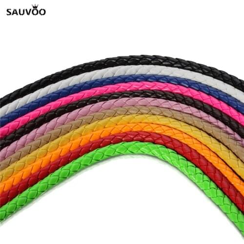 11 Colors 5meter/lot Round Braided PU Leather Cords Ropes Threads 6mm Fit Necklace Bracelet Materials Jewelry Making Findings
