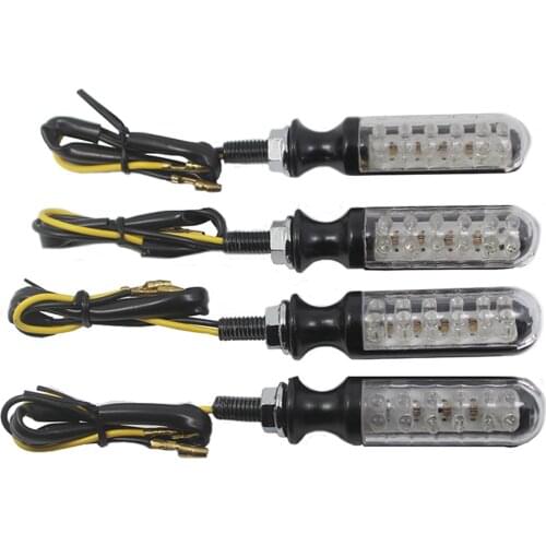 12v Aluminum Motorcycle LED Turn Signal Amber Indicator Flasher Lamp for Harley Yamaha FZR YZF 600 R6 R6S R1 FZ1 Honda Shadow