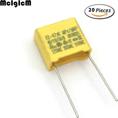 MCIGICM 20pcs capacitor X2 capacitor 275VAC X2 Polypropylene film capacitor 0.047uF 47nF Pitch 10mm