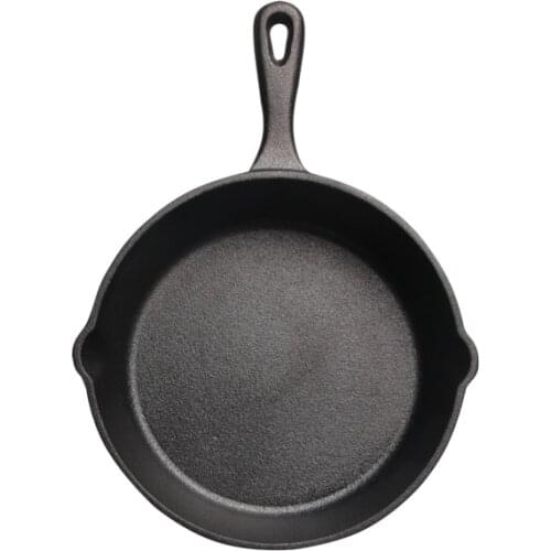 2019 Pre-Seasoned 16m Cast Iron Skillet Fry Pan with Silicone Handle Nonstick Griddle Grill Cookware Black (frypan-long handle)
