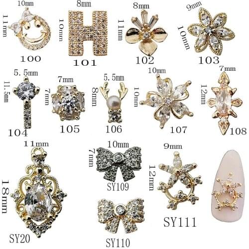 5pcs/lot Korea luxury Zircon Nail Deco Parts 3D Alloy Nail Art Accessories Glitter Rhinestone Charm Jewelry Nail Tips Supplies