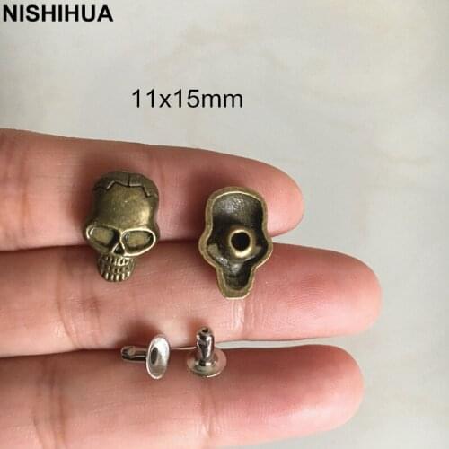 50 set -11x15mm Bronze Skull Bone Rivet Studs,Repair Rivets For Shoes,Booths,Bags,Belts,Punk Rock Spike Rivet For Clothes