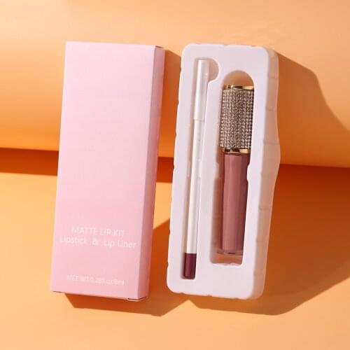 20 Colors Lip Gloss Set Private Label Matte Liquid Lipstick and Lip Liner Set Lipgloss Packaging Box Custom Logo Makeup Lip Kit