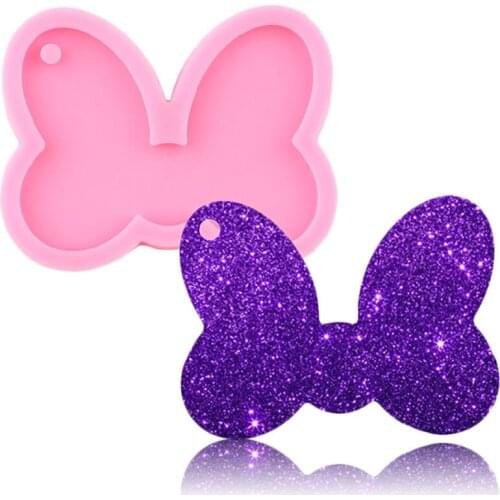 Shiny Glossy Bow Silicone Mold Decoration Epoxy Resin Jewelry Making Necklace Keychain Molds Handmade Polymer Clay Moulds