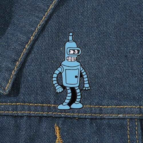 Cartoon Brooch Bender Combat Robot Enamel Pin Cute Animated Jewelry For Women Men Cool Children Backpack Shirt Accessory Gifts