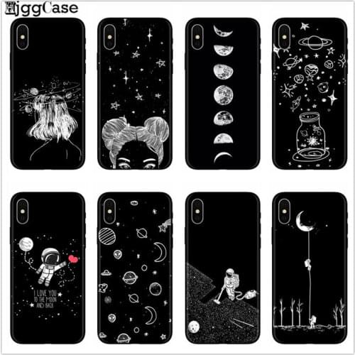 Space Moon Astronaut Phone Case For iphone 11 12 Pro XS Max X XR 6 7 8 Plus SE Planet Star Frosted Soft Back Cover