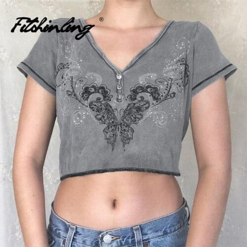 Женские однотонные футболки FITSHINLING China At AliExpress