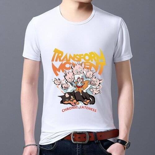 Mens T-shirt O-neck Blouse Cute Mask Printing All-match Hot-selling Classic Youth Trendy White Slim Short-sleeved T-shirt