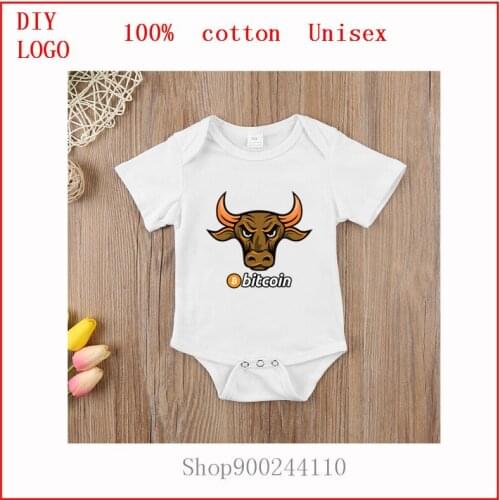 Newborn Summer romper Bitcoin Golden Bull white Infant Toddler Baby Boy Girl Cotton bodysuits baby Romper Jumpsuit baby Clothes