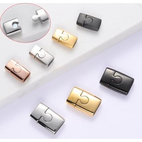 10pcs Stainless Steel Magnetic Clasp Leather Bracelets Rope Clasps Connector Buckle For Diy Jewelry Making Findings Accessories