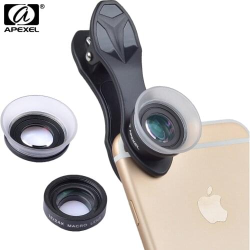 APEXEL Clip-On 12X Macro Lens +24X HD macro lens for iPhone 6s / 6s Plus Samsung HTC Xiaomi Smartphones APL-24XM