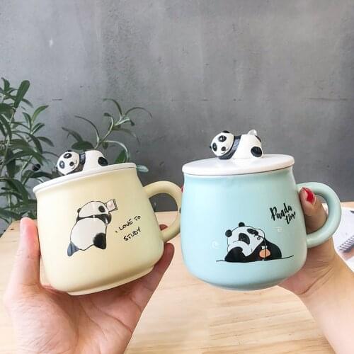 Three-dimensional Cartoon Panda Coloured Glaze Ceramic Cup Cute Cup Men And Women Students Ins Artistic Hipster Mug Coffee Cup
