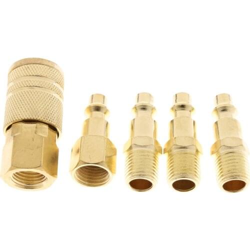 5 Pcs Quick Coupler Set Air Hose Connector Fittings 1/4 inch Tools Plug, Durable
