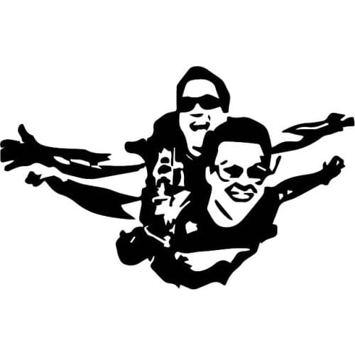 Brave Parachute Double Flying Sticker High Quality Car Decoration Decal Personalized Pvc Waterproof Decal Black/white, 18cm*11cm