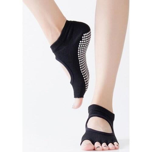 Toeless Non Skid Sticky Grip Yoga Socks for Women Anti Slip Lady Gym Fitness Sports Professional Dance Socks