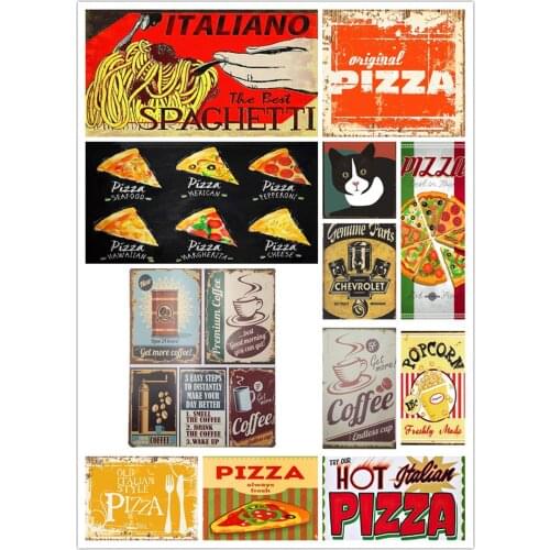New Food Painting Delicious Cupcakes Metal Sticker Tin Signs Cafe Kitchen Decor Pizza Poster Vintage Plaque Wall Decor