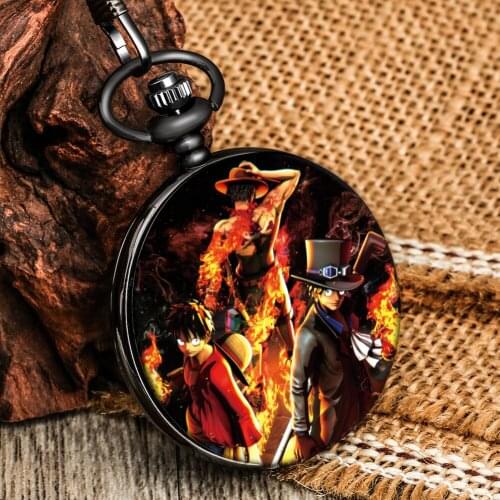 2021 New Mens Japan Cartoon Anime One Piece Pocket Watch Quartz Pendant Watches Chain Clock Gifts for Children Students Fans