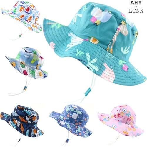 2020 New Summer Baby Bucket Hat UV Protection Boys Cap Children Panama Outdoor Beach Girls Sun Hat Cartoon Infant Fisherman Cap