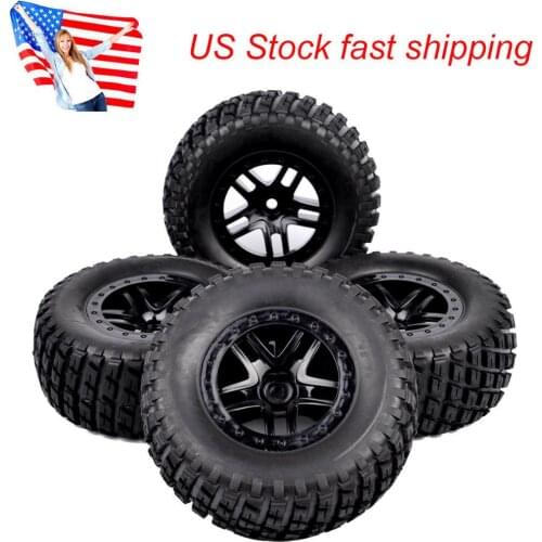 4Pcs Short Course Rubber Tire Wheel Rim For RC 1:10 Truck 12mm Hex Car Model Toys Accessories