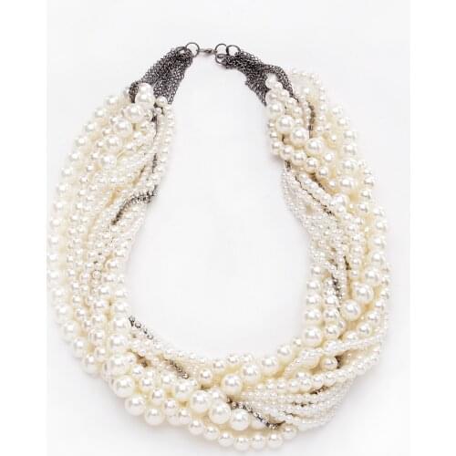 Exaggerated Necklace Vintage Pearl Crystal Woven Necklace For Women Jewelry Banquet Dinner Party Charms Necklace Jewellery J188