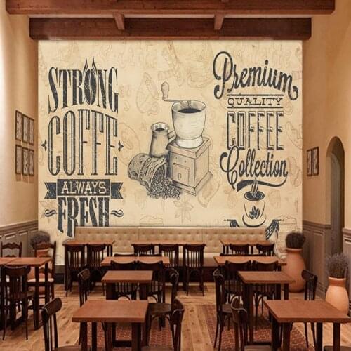 Drop Shipping Custom Photo Wallpaper Retro Nostalgic Coffee Mural Cafe Restaurant Kitchen Mural Lounge Decoration Painting
