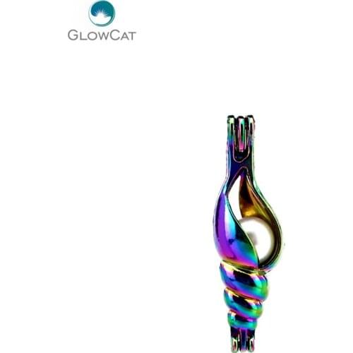 C446 5pcs/lot COLORS Multicolor Conch Locket Stone Cage Pendant Pearl Locket Fairytale Party Essential Oil Diffuser