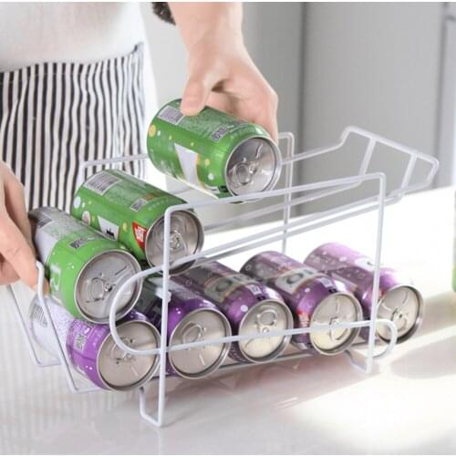 Fridge Rack Holder Beer Drink Cans Storage Holder Cans Storage Rack Kitchen Double-Layer Iron Rack