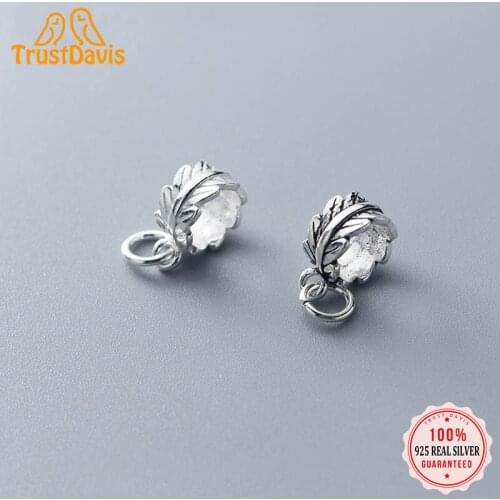 Trustdavis Real 925 Sterling Thai Silver Fashion Leaf Round Charm Pendant Handmade DIY Accessories Fine Jewelry Wholesale DZ120