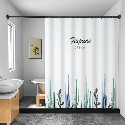 Waterproof Shower Curtain Natural Plant Polyester Bathroom Curtains With Hooks Mildew Bathtub Partition Curtain Home Decor
