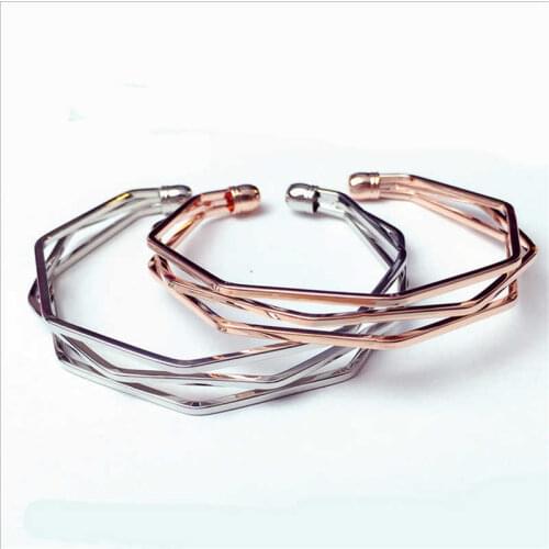 Women Bracelet Irregular Opening Men Bangle simple Black Gold Color Silver Color Bracelet Lover Jewelry