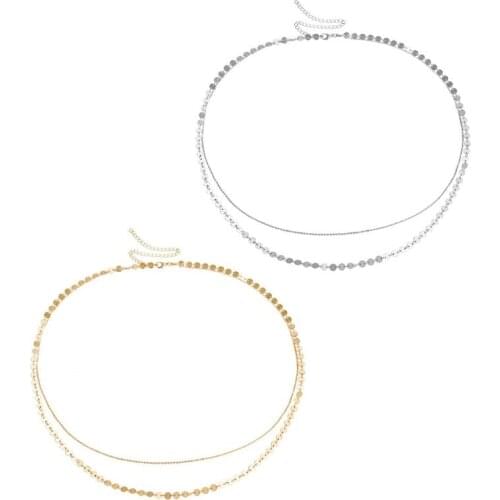 Women Bridal Metal Belly Waist Belt Geometric Discs Sequins Adjustable Body Chain Beach Bikini Evening Dress Jewelry Accessories