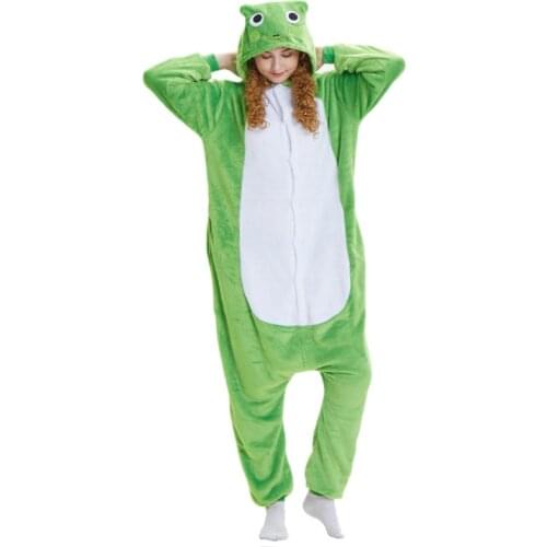 Animal Frog Women Pajama Suit kigurumis Men Night Sleepwear Winter Flannel Onepiece Pyjamas Fantasias Party Cosplay Costume