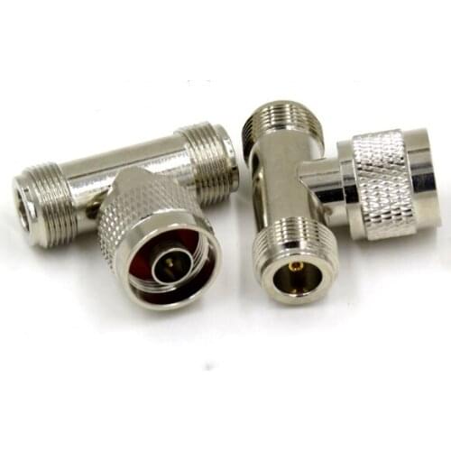 1PC 3 Way Connector N Male Jack to 2 N Female Triple T in RF Adapter Outdoor / Indoor Antenna / Signal Repeater N Male Connector