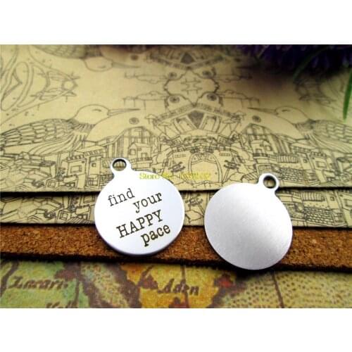10pcs-stainless steel Charms " find your happy pace" DIY Charms Pendants for necklace/bracelet/keychain DIY jewelry