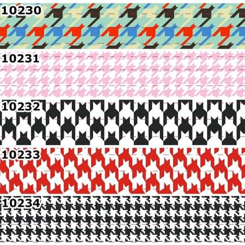 10yards - Different Sizes --Fantastic Hundstooths Style Printed Grosgrain Ribbon Hair Accessories