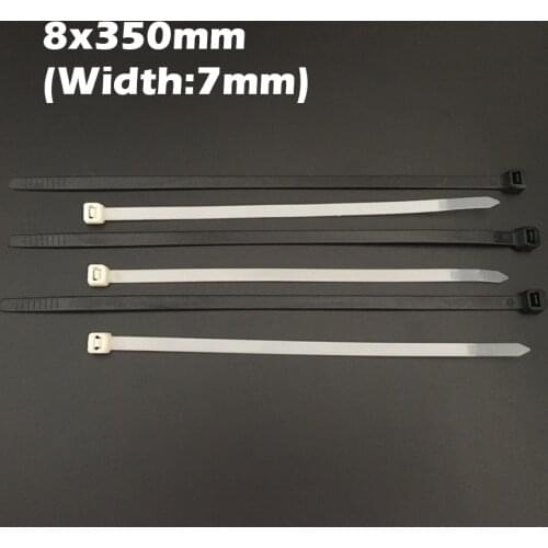 100pcs 8x350 8*350mm (7mm Width) White Black Nylon66 Network Electric Wire String Zip Fastener Self-Locking Plastic Cable Tie