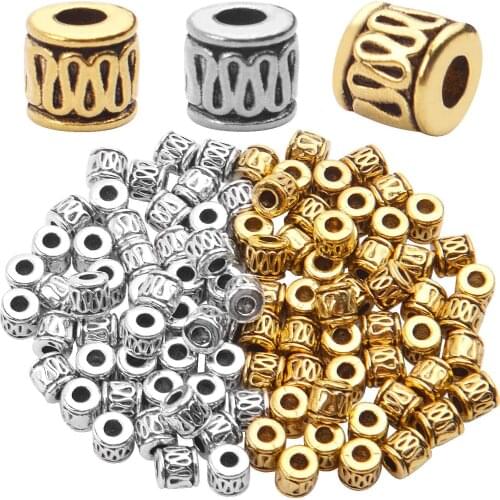 100pcs Antique Spacer Beads Alloy Spacers Jewelry Findings for Making Bracelet Crafting,5 * 5mm